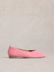 White Stuff Pink Cheri Leather Ballerina Pumps - Image 1 of 4