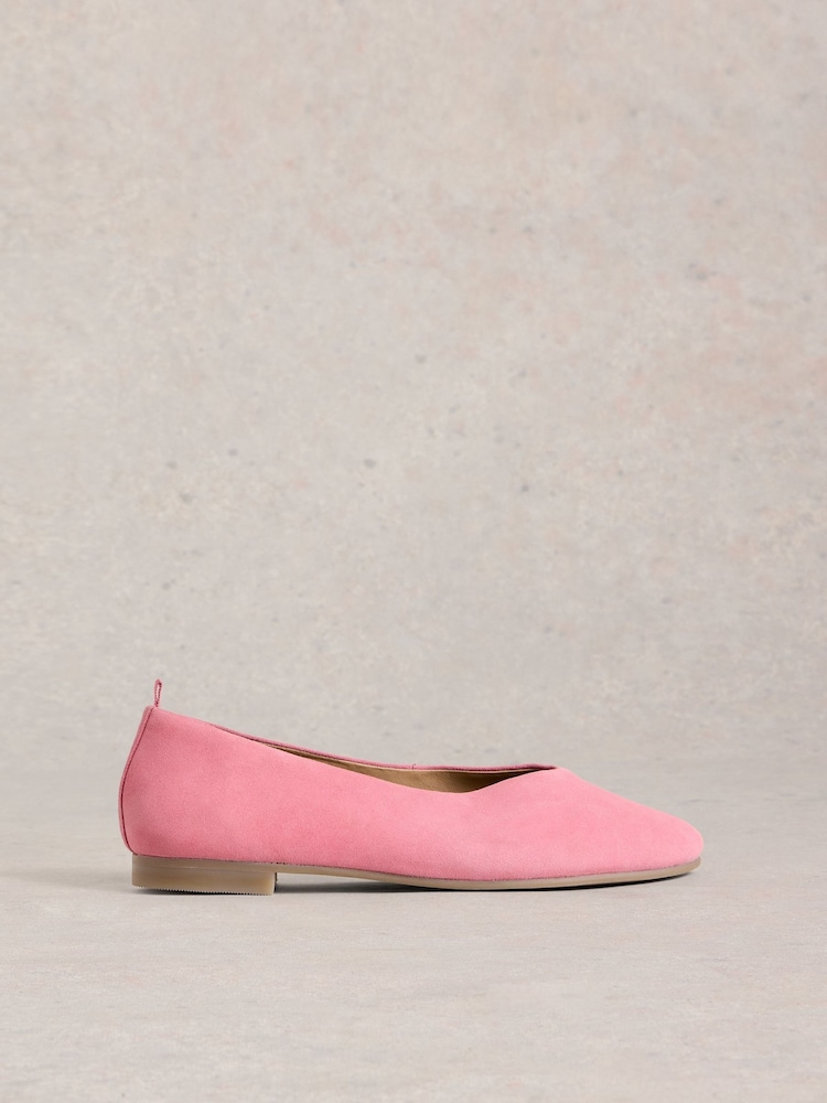 White Stuff Pink Cheri Leather Ballerina Pumps - Image 1 of 4