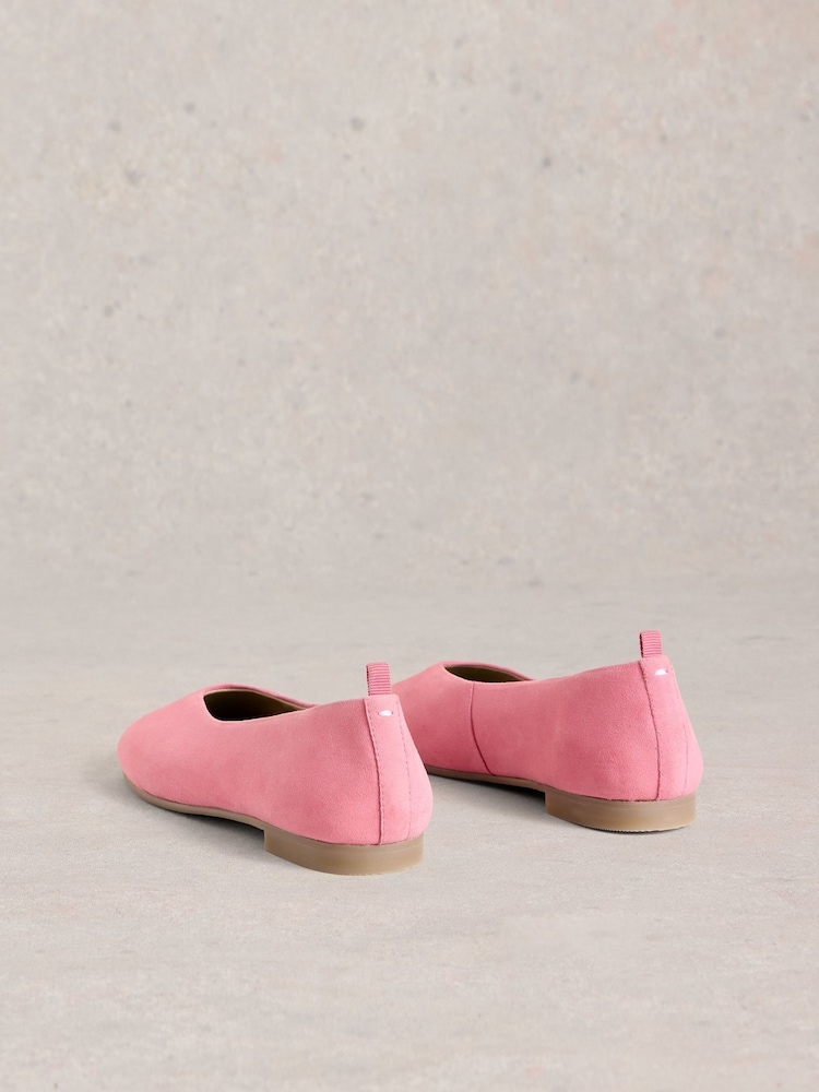 White Stuff Pink Cheri Leather Ballerina Pumps - Image 3 of 4