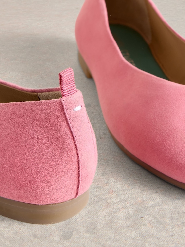 White Stuff Pink Cheri Leather Ballerina Pumps - Image 4 of 4