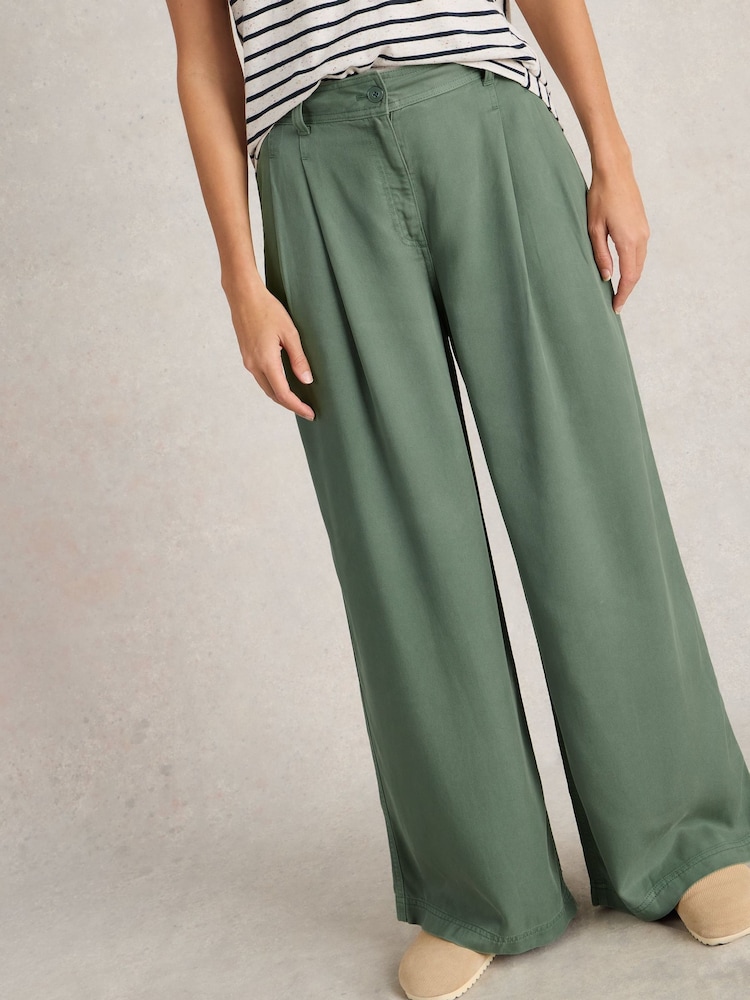 White Stuff Green Sasha Wide Leg Trousers - Image 2 of 6
