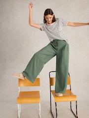 White Stuff Green Sasha Wide Leg Trousers - Image 4 of 6
