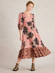 White Stuff Pink Lucy Midi Dress - Image 1 of 6