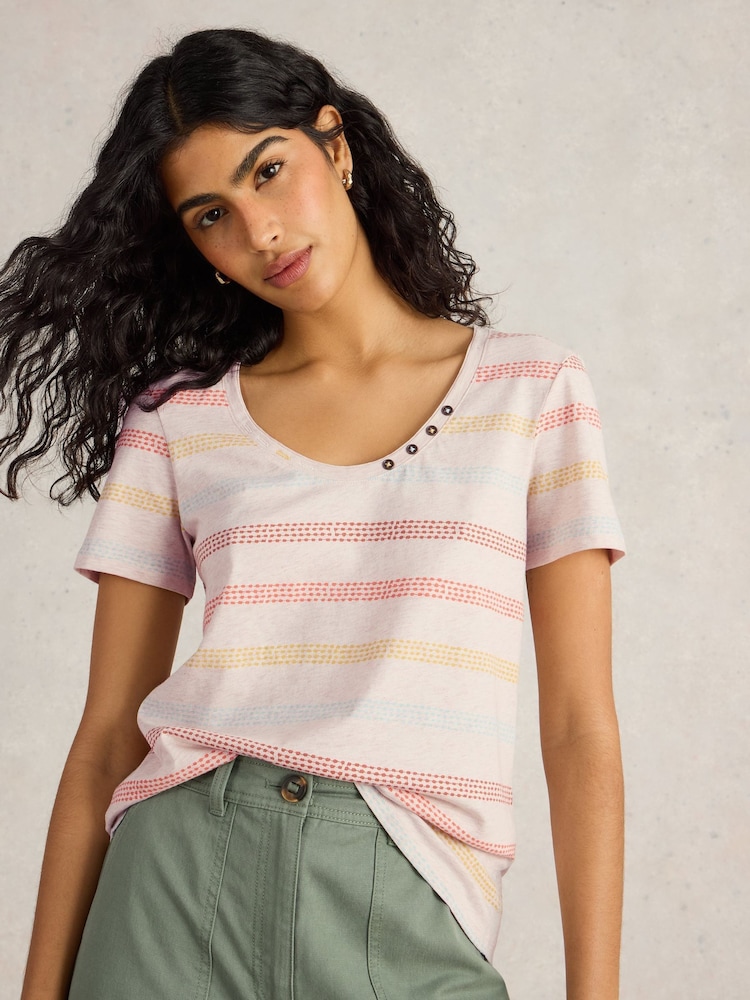 White Stuff Natural Nadia Short Sleeve 100% Cotton T-Shirt - Image 1 of 6