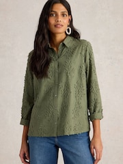 White Stuff Green Sophie Embroidered Shirt - Image 3 of 6