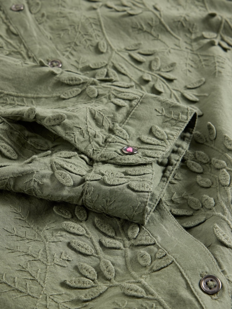 White Stuff Green Sophie Embroidered Shirt - Image 6 of 6