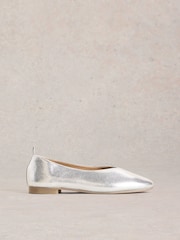 White Stuff Silver Cheri Leather Ballerina Pumps - Image 1 of 4