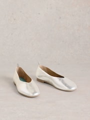 White Stuff Silver Cheri Leather Ballerina Pumps - Image 2 of 4