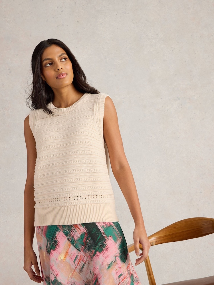 White Stuff White Stitchy Cotton Tank - Image 2 of 6