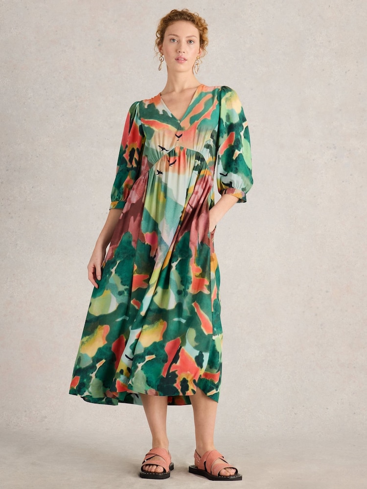 White Stuff Green Lucy Midi Dress - Image 1 of 6