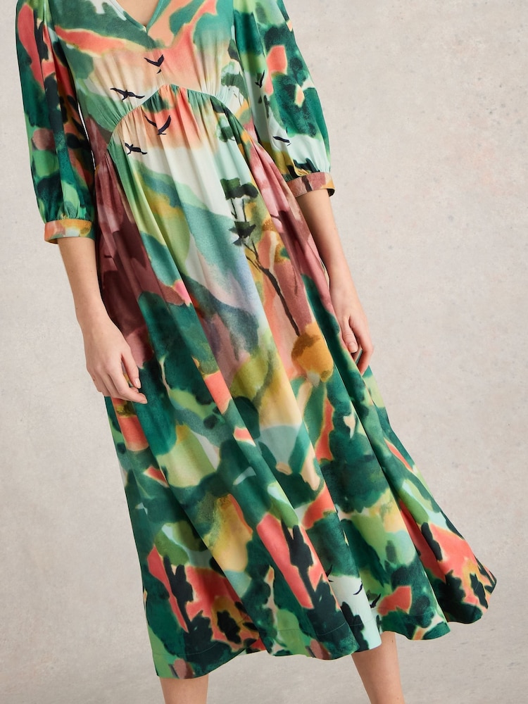 White Stuff Green Lucy Midi Dress - Image 3 of 6