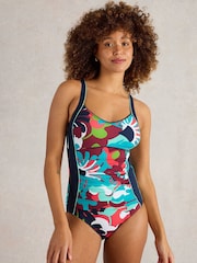White Stuff Blue Splash Control Swimsuit - Image 1 of 6