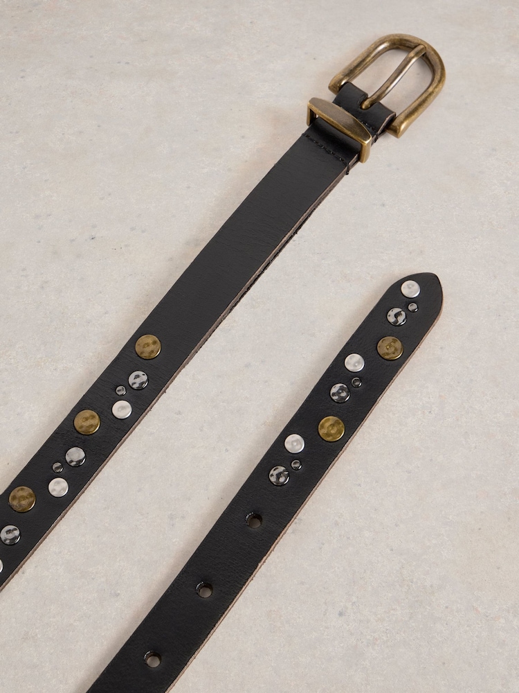 White Stuff Black Studded Western Belt - Image 3 of 3