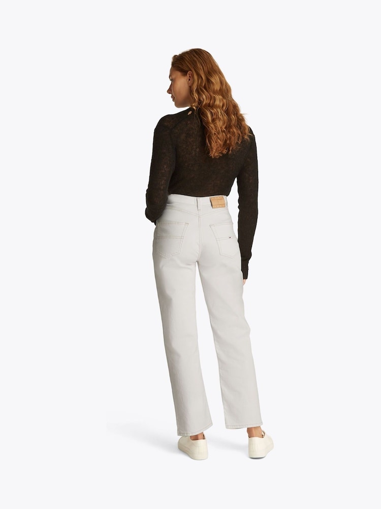 Tommy Jeans White Layla High Rise Slim Straight Jeans - Image 3 of 7