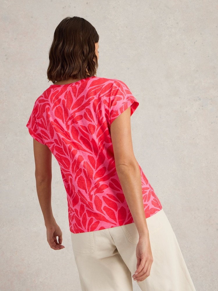 White Stuff Pink Nelly Notch Neck 100% Cotton T-Shirt - Image 2 of 4 White Stuff Pink Nelly Notch Neck 100% Cotton T-Shirt - Image 2 of 4