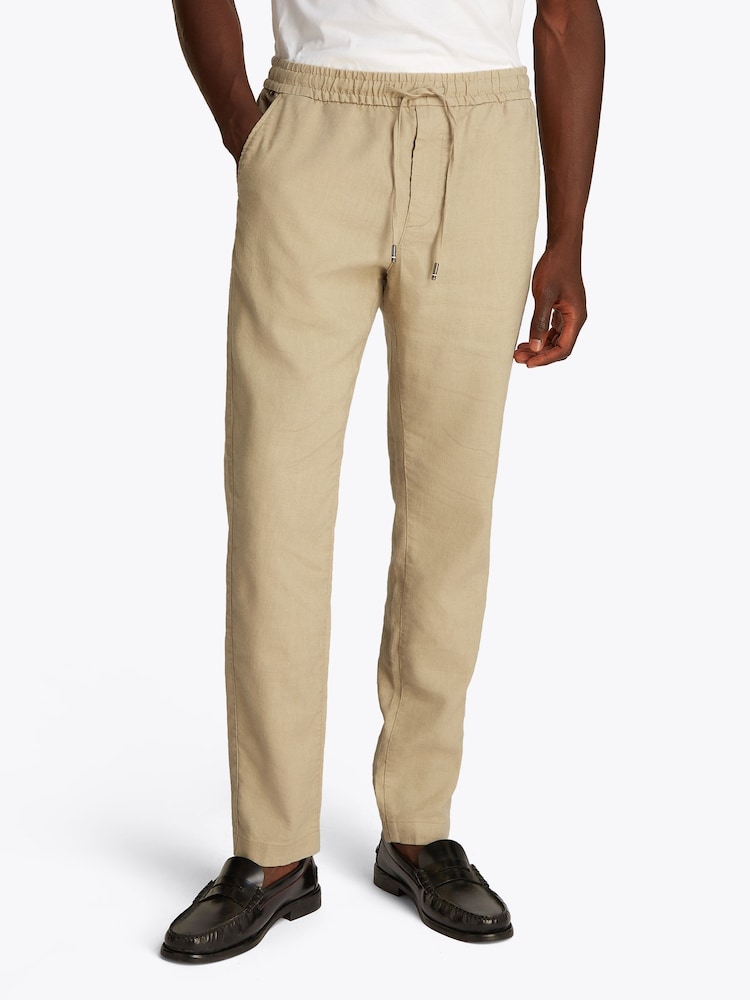 Tommy Hilfiger Natural Harlem Linen Trousers - Image 1 of 7 Tommy Hilfiger Natural Harlem Linen Trousers - Image 1 of 7