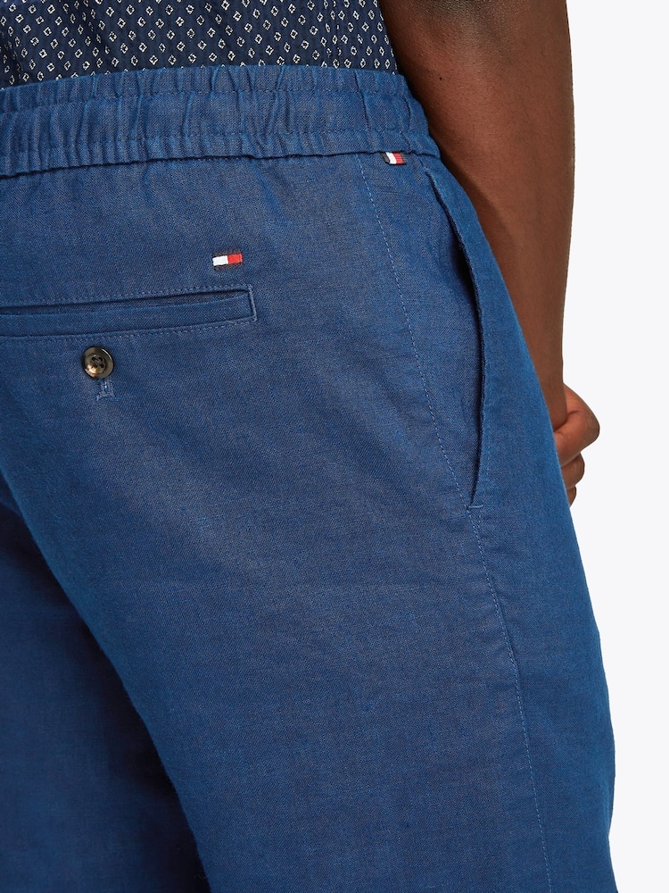 Tommy Hilfiger Blue Harlem Linen Trousers - Image 4 of 7