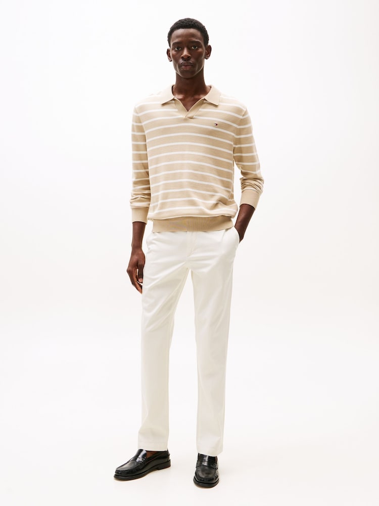 Tommy Hilfiger White Denton Stretch Structured Chino Trousers - Image 1 of 5 Tommy Hilfiger White Denton Stretch Structured Chino Trousers - Image 1 of 5