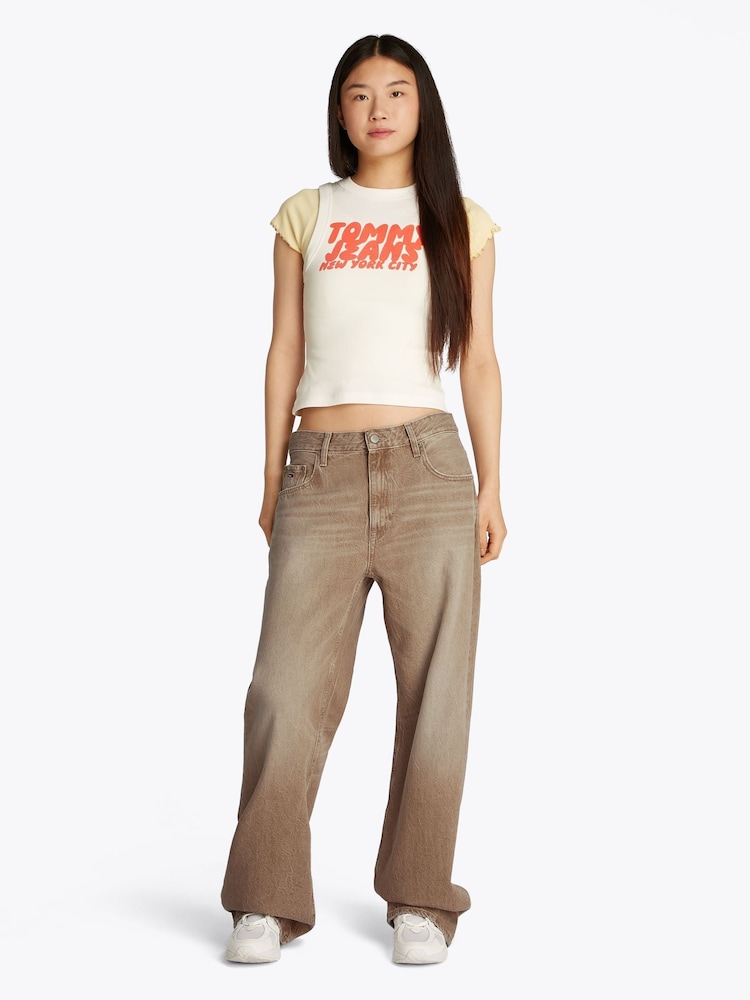 Tommy Jeans Brown Mia Mid Rise Relaxed Straight 100% Cotton Jeans - Image 2 of 7