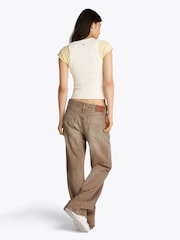 Tommy Jeans Brown Mia Mid Rise Relaxed Straight 100% Cotton Jeans - Image 3 of 7