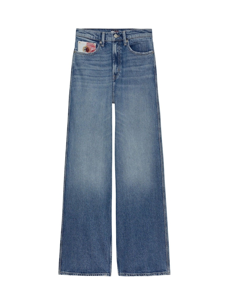 Tommy Jeans Blue Claire High Rise Wide Leg Jeans - Image 6 of 7