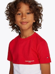 Tommy Hilfiger Red Mini Colourblock Top And Short Set - Image 3 of 5