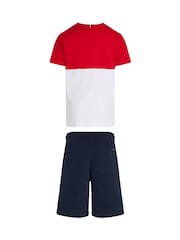 Tommy Hilfiger Red Mini Colourblock Top And Short Set - Image 5 of 5
