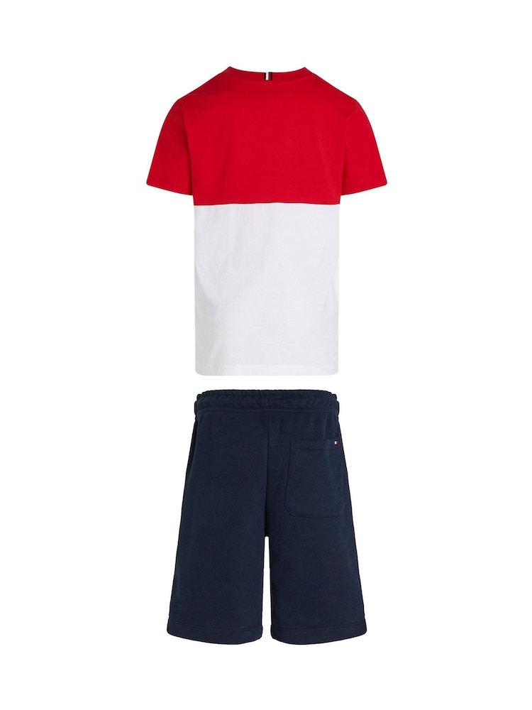 Tommy Hilfiger Red Mini Colourblock Top And Short Set - Image 5 of 5