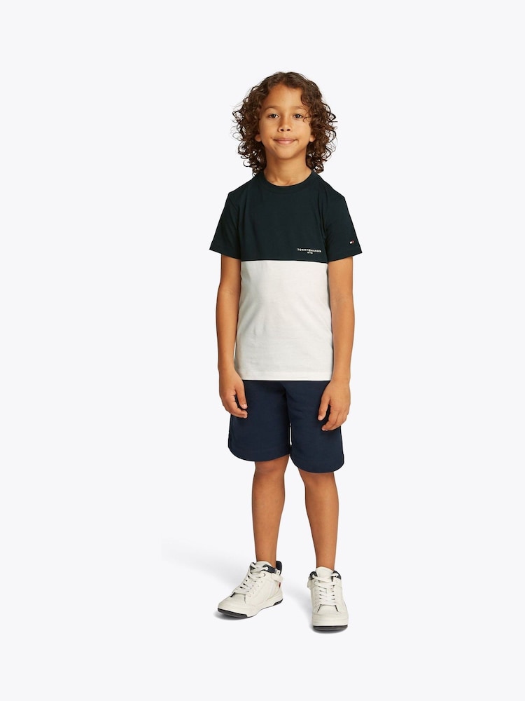 Tommy Hilfiger Blue Mini Colourblock Top And Short Set - Image 1 of 5