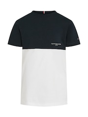 Tommy Hilfiger Blue Mini Colourblock Top And Short Set - Image 4 of 5