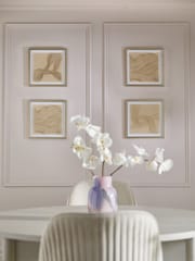 Set of 4 Gold Textured Linear Swirl Framed Fabric Wall Art - Image 1 of 3