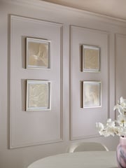 Set of 4 Gold Textured Linear Swirl Framed Fabric Wall Art - Image 2 of 3