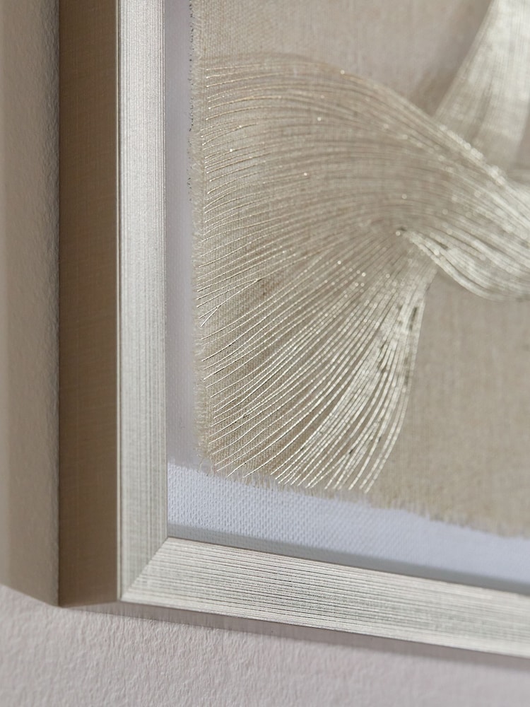 Set of 4 Gold Textured Linear Swirl Framed Fabric Wall Art - Image 3 of 3 Set of 4 Gold Textured Linear Swirl Framed Fabric Wall Art - Image 3 of 3