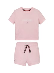 Tommy Hilfiger Pink Monotype T-Shirt and Short Set - Image 1 of 2