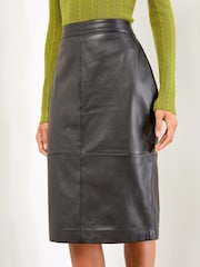 Lipsy Black Leather Midi Skirt - Image 1 of 4