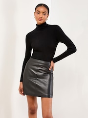 Lipsy Black Leather Mini Skirt - Image 3 of 4