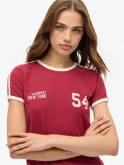 Superdry Red Athletic Essential Stripe T-Shirt - Image 3 of 3