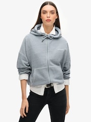 Superdry Blue Essential Logo Overdyed Zip 100% Cotton Hoodie - Image 1 of 3