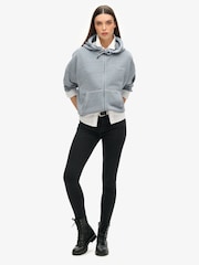 Superdry Blue Essential Logo Overdyed Zip 100% Cotton Hoodie - Image 2 of 3