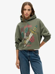Superdry Green Neo Trad Tattoo Relaxed 100% Cotton Hoodie - Image 1 of 2