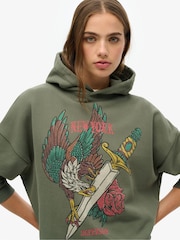 Superdry Green Neo Trad Tattoo Relaxed 100% Cotton Hoodie - Image 2 of 2