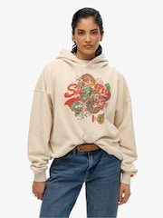 Superdry Nude Tokyo Vintage Logo Relaxed 100% Cotton Hoodie - Image 1 of 3