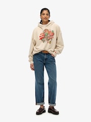 Superdry Nude Tokyo Vintage Logo Relaxed 100% Cotton Hoodie - Image 2 of 3