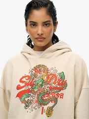 Superdry Nude Tokyo Vintage Logo Relaxed 100% Cotton Hoodie - Image 3 of 3