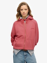 Superdry Red Oversized Essential Logo Raglan Zip Hoodie - Image 1 of 3