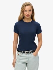 Superdry Blue Athletic Essentials Logo Rib T-Shirt - Image 1 of 3