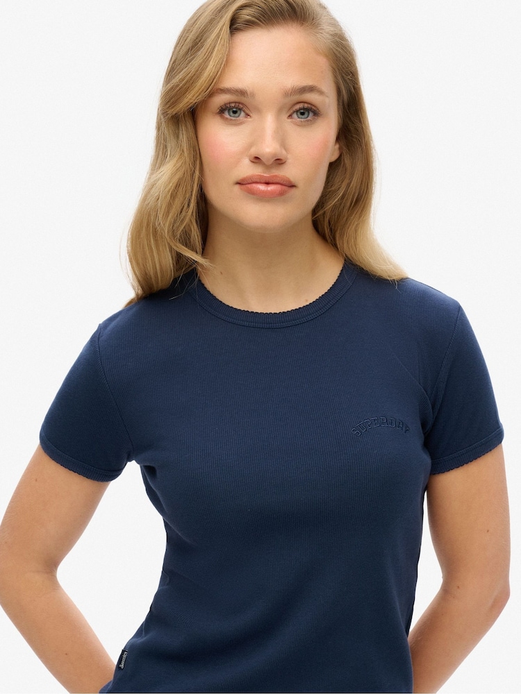 Superdry Blue Athletic Essentials Logo Rib T-Shirt - Image 3 of 3