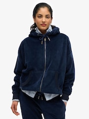 Superdry Blue Velour Zip Hoodie - Image 1 of 1