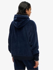 Синий - Велюровый худи на молнии Superdry - Изображение 2 из 6