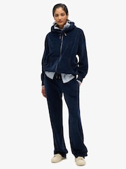 Синий - Велюровый худи на молнии Superdry - Изображение 3 из 6